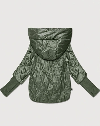 Cienka kurtka damska z dzianinowymi ściągaczami Goodlookin khaki (B8575/B6099-11)