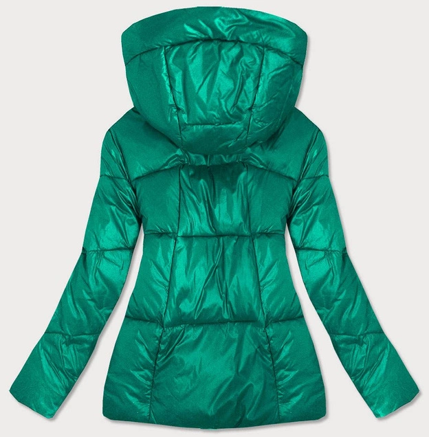 DAMSKA KURTKA PIKOWANA Z ODPINANYM KAPTUREM ZIELONA (7564)