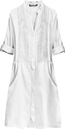 DŁUGA KOSZULA Z ZAKŁADKAMI BIAŁA (1032)