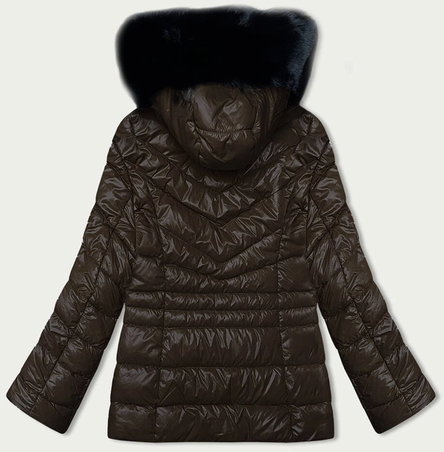 Pikowana kurtka zimowa damska brązowa (V776g)
