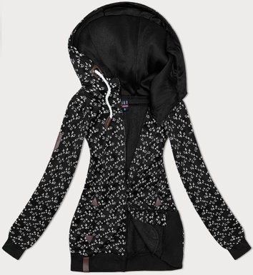 Sportowa bluza z kapturem w jaskółki czarna (2309)