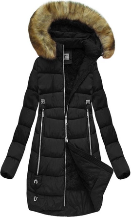 KURTKA ZIMOWA Z KAPTUREM CZARNA (R3577)