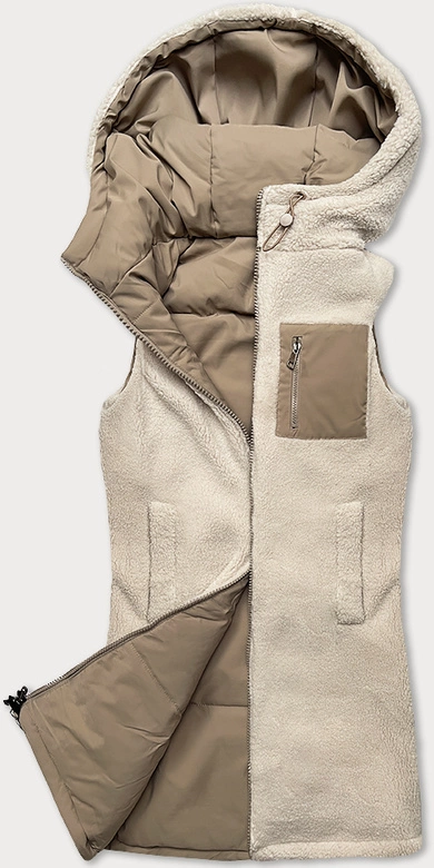 Dwustronna kamizelka damska baranek J Style beżowa (16M9166-62)