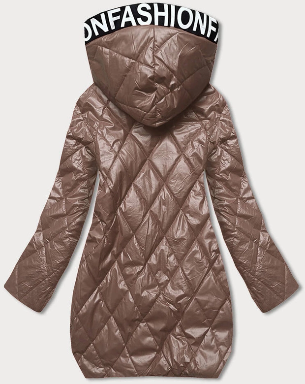 Pikowana kurtka z kapturem cappuccino (B8082-12)