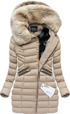 PIKOWANA KURTKA Z KAPTUREM BEŻOWA (W821)