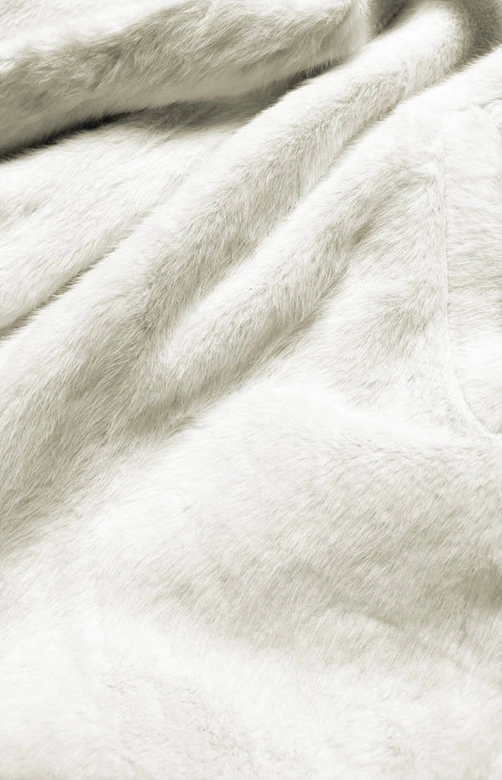 Damska kurtka futro z kołnierzem biała (gsq2166)