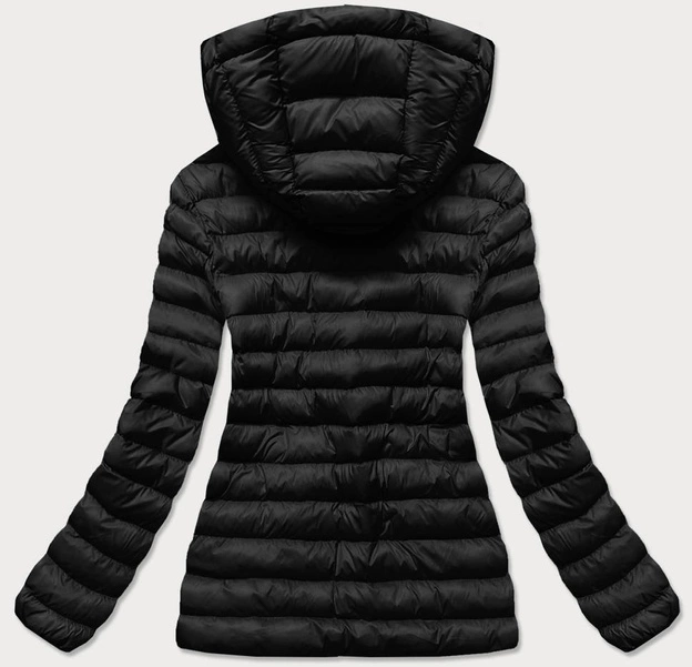PIKOWANA KURTKA DAMSKA Z KAPTUREM CZARNA (23032-392)