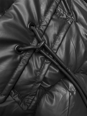 Taliowana kamizelka z kapturem czarna (B8172-1)