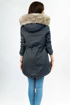 DAMSKA PARKA ZIMOWA NA FUTERKU GRANATOWA (B508)