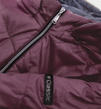 PIKOWANA DAMSKA KURTKA Z KAPTUREM OBERŻYNA (B9552BIG)