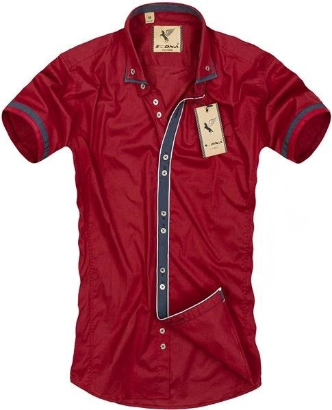 KOSZULA Z KOŁNIERZEM BUTTON DOWN BORDOWA (8503)