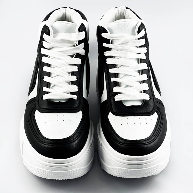 Damskie sneakersy za kostkę biało-czarne (ms-52)