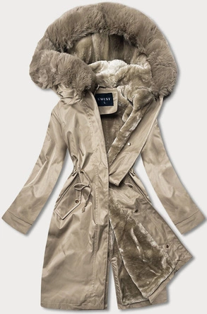Zimowa kurtka damska na misiu beżowa (b537-46)