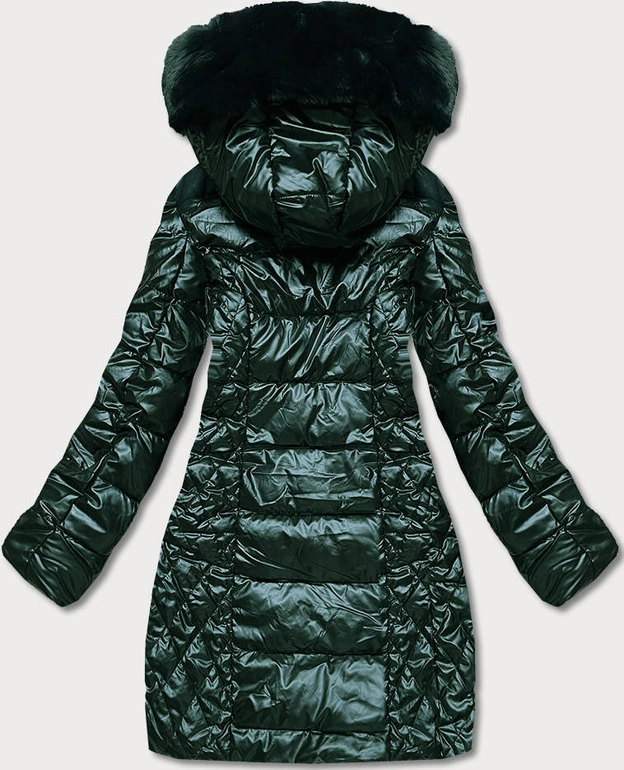 Taliowana kurtka zimowa damska zielona (2M-028)