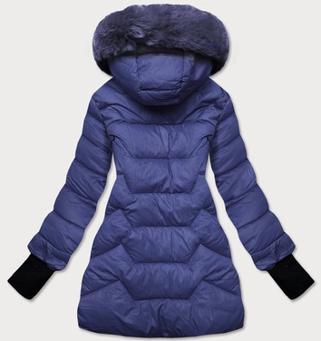 PIKOWANA KURTKA ZIMOWA Z KAPTUREM NIEBIESKA (B2719-72)