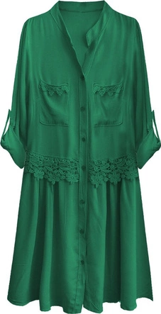 BAWEŁNIANA SUKIENKA KOSZULOWA ZIELONA (307ART)