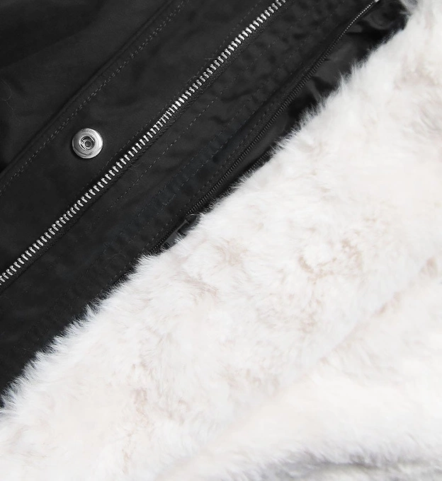 PARKA Z PODPINKĄ I KAPTUREM CZARNA (X7600BIGX)