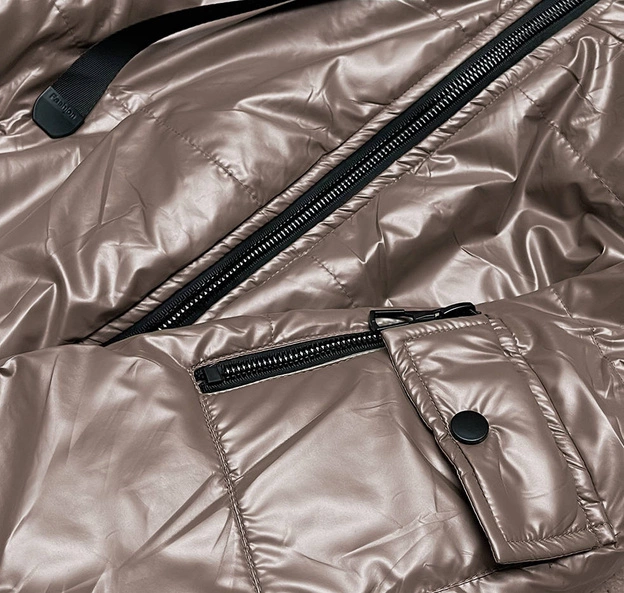 Krótka kurtka damska cappuccino (B8138-12)