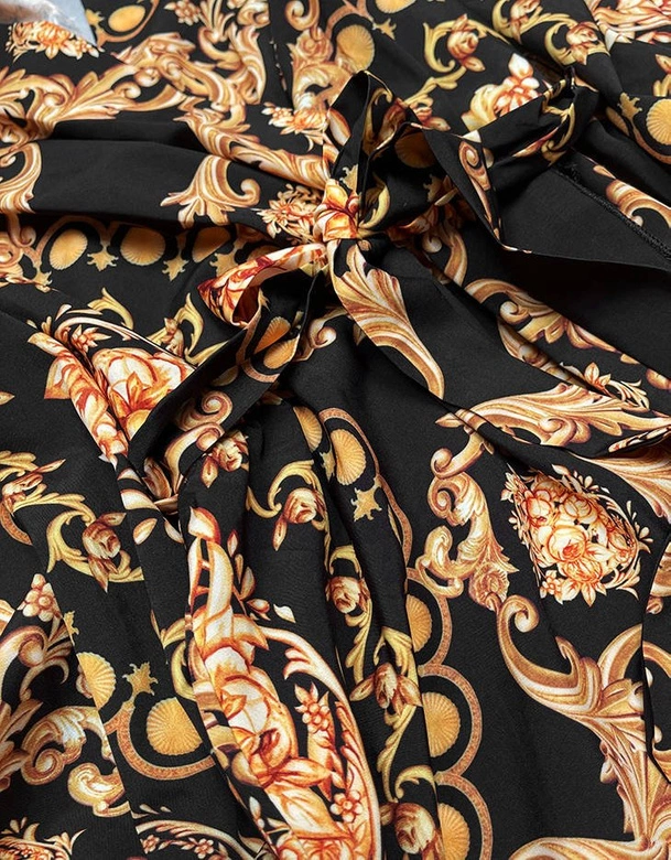 WZORZYSTA SUKIENKA MAXI CZARNA (682/2ART)