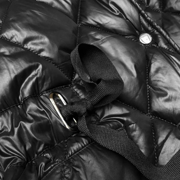 Pikowany płaszcz z kapturem Libland czarny (LD-7768)