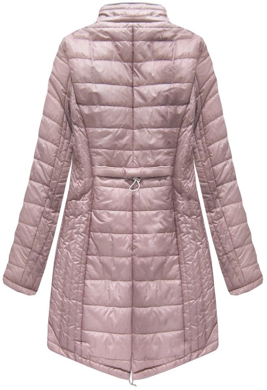 DŁUGA PIKOWANA KURTKA ANTYCZNY RÓŻ (B1088-30)