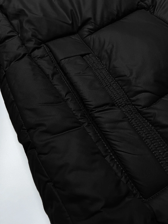 Zimowa kurtka damska z kontrastową podszewką Glakate czarna (LU-238152#)