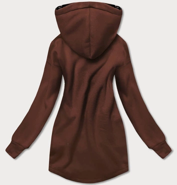 Prosta bluza damska z ozdobnym suwakiem brązowa (amg-37)