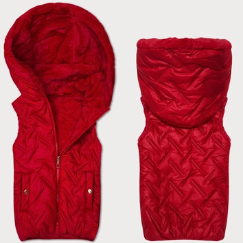 Damska kamizelka na futrze S'West czerwona (B8252-404)