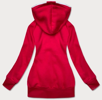 DAMSKA BLUZA DRESOWA Z KONTRASTOWYM ZAMKIEM CZERWONA (AMG837A)