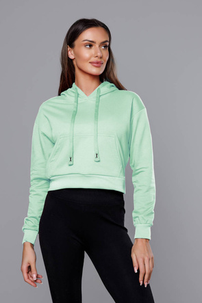 Krótka bluza dresowa z kapturem pistacjowa (8B939-39)