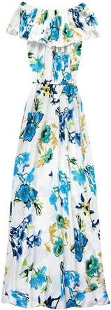 SUKIENKA Z ODKRYTYMI RAMIONAMI BIAŁO-NIEBIESKA (71206#)