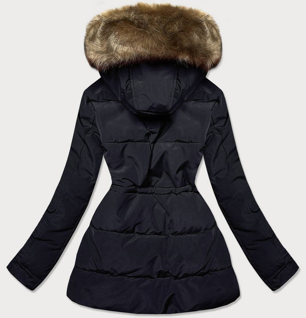 Damska parka zimowa na misiu granat / brąz (w560)