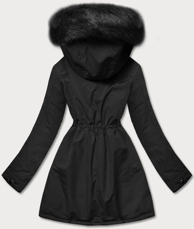 Ciepła kurtka zimowa damska dwustronna czarna/khaki (w610)