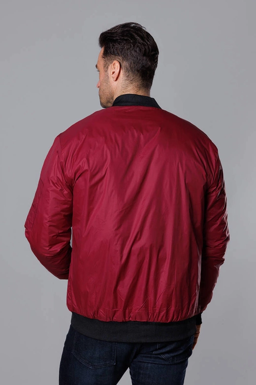 Męska kurtka bomberka z pikowaną podszewką bordowa (AK95-6)