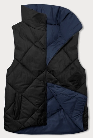 Puchowa dwustronna kamizelka damska granatowa (5M3179-215)