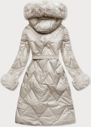 Damska długa kurtka pikowana ecru (772)