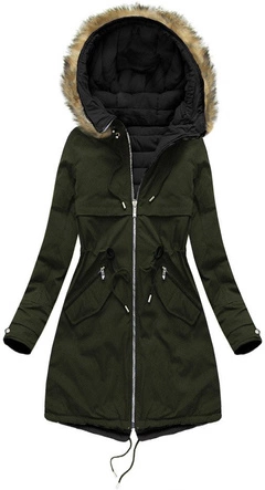 DWUSTRONNA KURTKA Z KAPTUREM KHAKI (W212)