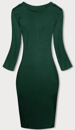 Dopasowana sukienka w prążki z okrągłym dekoltem butelkowa zieleń (5131-38)