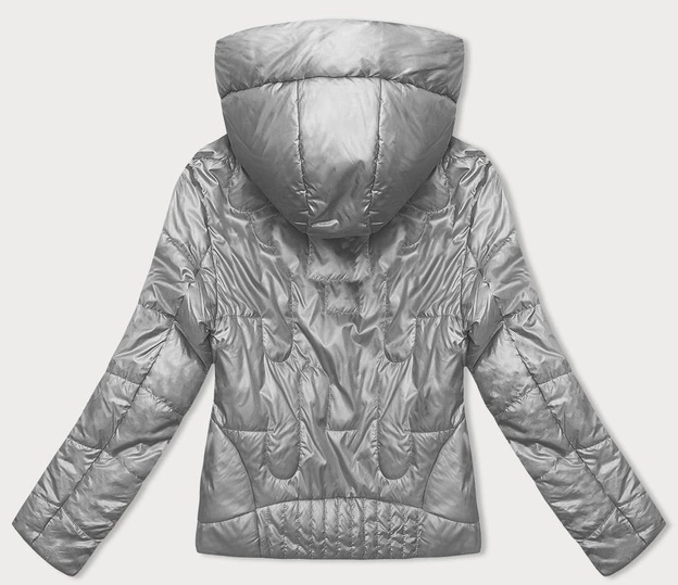 Pikowana krótka kurtka damska szara (B8185-9)