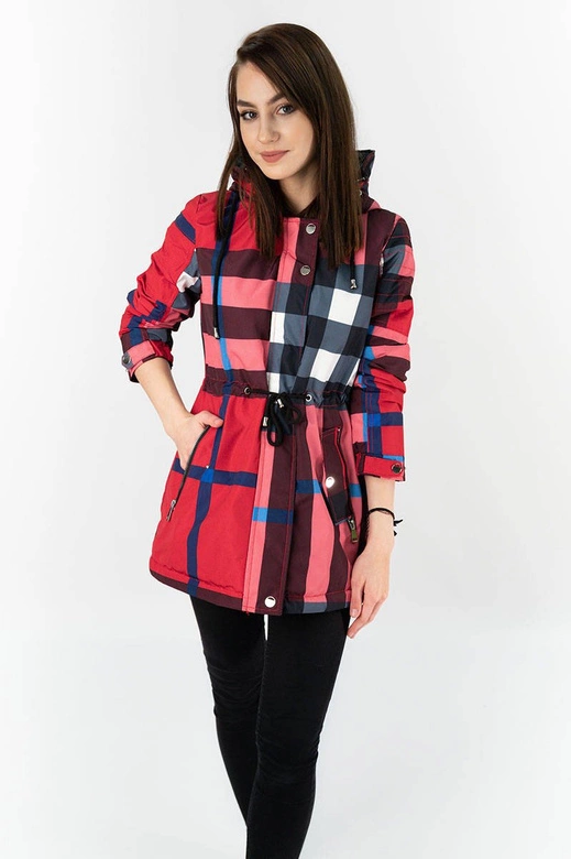 Dwustronna kurtka damska czerwono-czarna (w653)