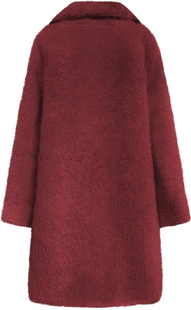 FUTRZANY ZIMOWY DAMSKI PŁASZCZ Z KIESZENIAMI BORDOWY (461ART)