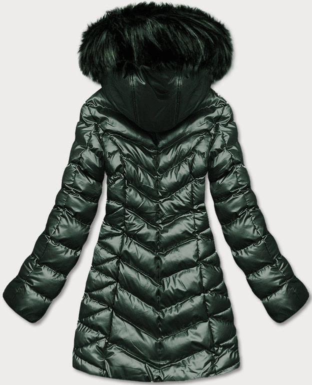 METALICZNA ZIMOWA KURTKA DAMSKA ZIELONA (5M778-238)