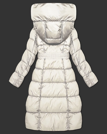 Długa gruba kurtka zimowa z paskiem Minority ecru (P3-6033-12)