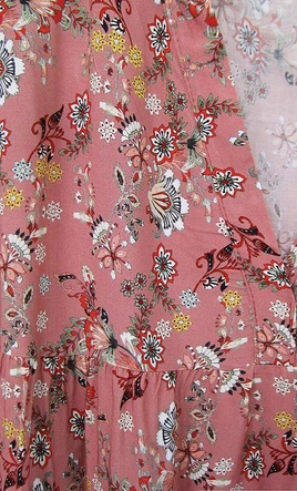 SUKIENKA BOHO W KOLOROWE KWIATKI RÓŻOWA (574/2ART)