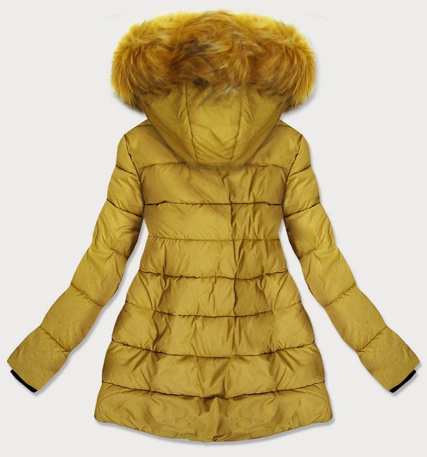 LEKKA KURTKA ZIMOWA DAMSKA Z KAPTUREM MUSZTARDOWA (1865)