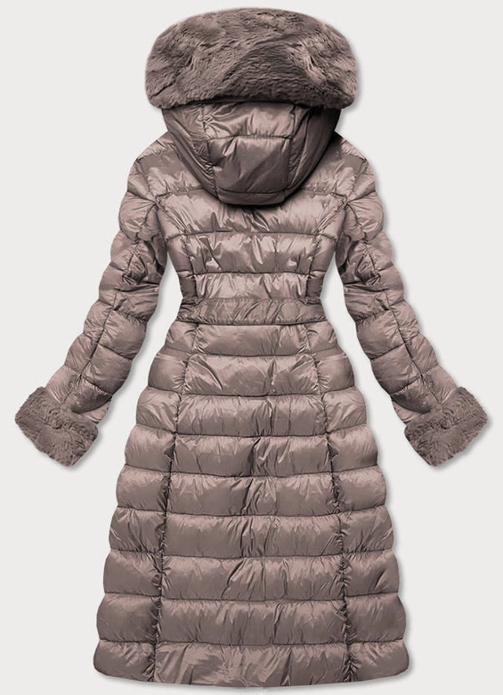 Kurtka zimowa damska z kapturem cappuccino (fm09-3)