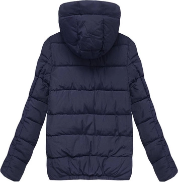 DAMSKA KRÓTKA KURTKA ZIMOWA Z KAPTUREM GRANATOWA (M8-526)