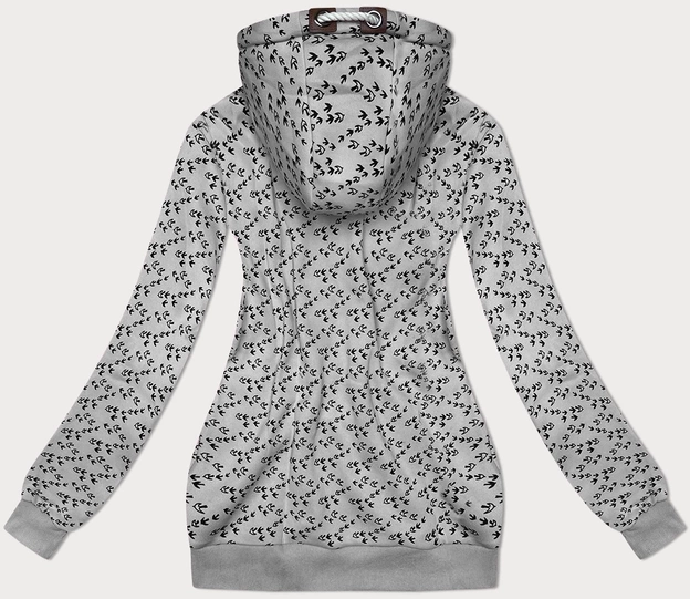 Sportowa bluza z kapturem w jaskółki szara (2309)