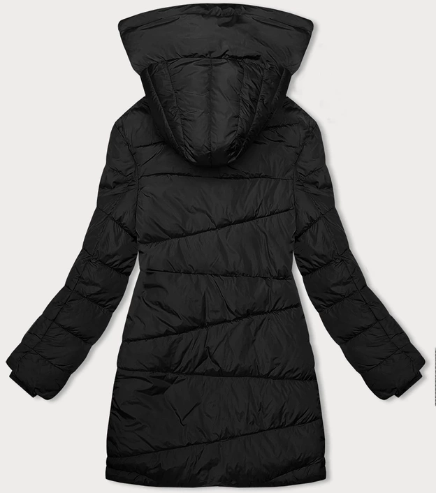 Asymetryczna kurtka damska czarna (2M-21113)