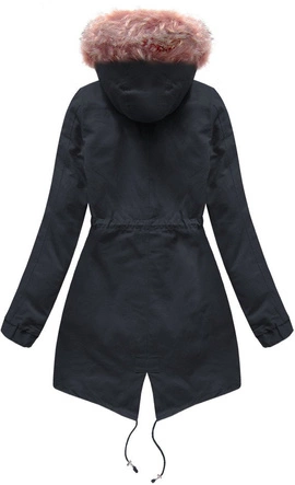 BAWEŁNIANA PARKA Z PODPINKĄ GRANATOWO-RÓŻOWA (R1308)